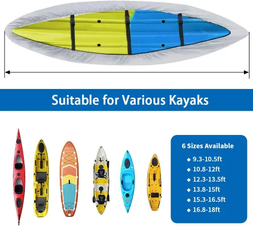 Miniatura 4 de i Cover Kayak, Almacenamiento Exterior de Servicio Pesado Impermeable, Resistente a los Rayos UV, Cubiertas para Embarcaciones que se Adaptan a Negro
