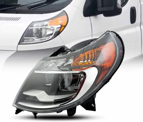 Miniatura 11 de ALLIGATOR AUTO LIGHTS Conjunto de faros delanteros con bombillas de repuesto para Ram 2014-2022 ProMaster Faro halógeno sin DRL izquierda/lado