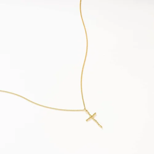 Miniatura 133 de Fettero - Collar con dije de cruz de fe, chapado en oro de 14 K, cadena fina, minimalista, simple, pequeña, para oración, regalo de joyería religiosa