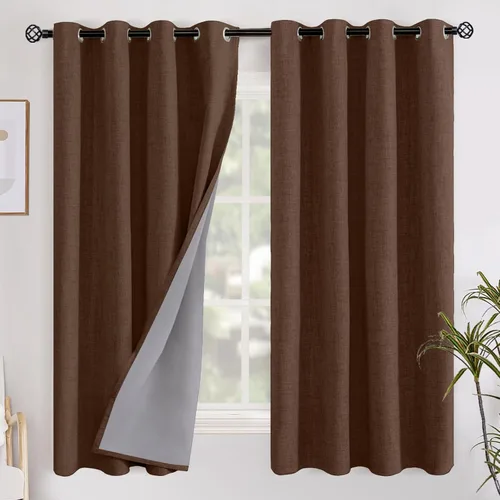 Miniatura 56 de YoungsTex - Cortinas opacas de lino para dormitorio, oscurecimiento de la habitación, cortinas con textura de lino, paneles con aislamiento térmico
