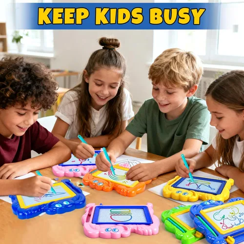 Miniatura 7 de Hymaz Paquete de 15 tableros de dibujo magnéticos para niños, colorida tableta de dibujo borrable para niños pequeños de 1 a 3 años, almohadilla