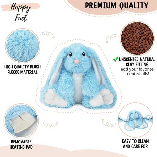 Miniatura 2 de Happy Fuel - Peluche de conejo para microondas, almohadilla térmica sin perfume de 1.5 libras, juguete suave y acogedor para relajación y comodidad