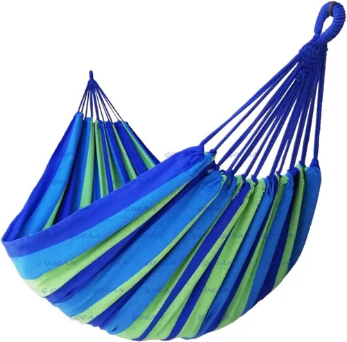 Miniatura 12 de GOCAN - Hamaca doble brasileña para 2 personas, 129.9 x 59 pulgadas, carga de 500 libras, lona de algodón, hamaca para patio, porche, jardín, patio