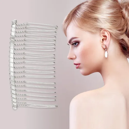 Miniatura 3 de VOCOSTE 2 accesorios antideslizantes para el cabello, metal, tono plateado, 3 pulgadas