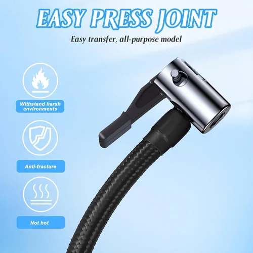 Miniatura 9 de Compresor de aire portátil para inflador de neumáticos con monitor de presión digital y bomba eléctrica con cable de luz LED para automóvil