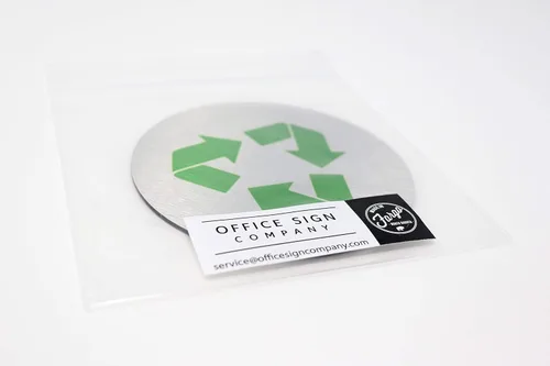 Miniatura 6 de Letreros de metal para basura y reciclaje, marcadores de basura y reciclaje, juego de 2, 1 letrero de basura negro y 1 letrero de reciclaje verde