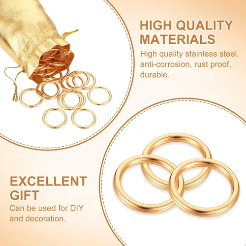 Miniatura 4 de Chalyna 31 anillos dorados de metal para atrapasueños, con bolsas de organza con cordón dorado (1 x 0.8 pulgadas)