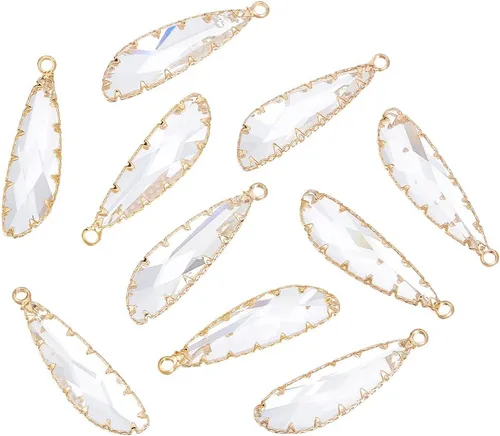 Miniatura 8 de BENECREAT Colgantes de Cristal de Latón con Dijes, Dijes Facetados en Forma de Gota de Lágrima para Hacer Joyas Accesorios DIY, Latón, vidrio