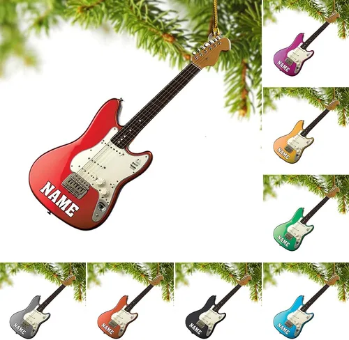 Miniatura 9 de Adorno de guitarra personalizado 2025, adorno de Navidad de guitarra acústica con nombre personalizado, regalo para guitarristas y amantes