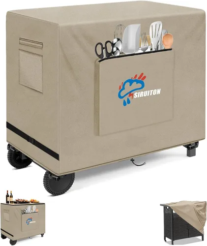 SIRUITON Cubierta para Carrito de Bar Exterior para Mesa Portátil Exterior de 30 Pulgadas, Tela Oxford 600D de Servicio Pesado Impermeable para