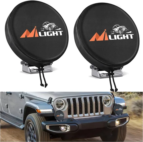 Nilight Cubierta de Luz Pod Redonda de 7 Pulgadas para Conducción Todoterreno, 7.25 Pulgadas de Diámetro, Cubierta Protectora de Cuero Negro para