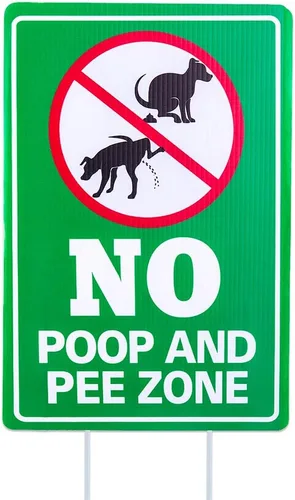 WaaHome Letrero de perro con estacas de metal con estacas de metal «Please Pick Up After Your Dog» de 8 x 12 pulgadas, letrero de «Please Pick Up