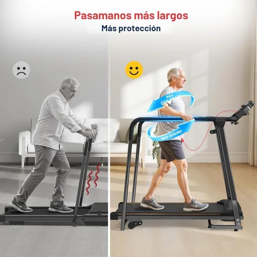 Miniatura 2 de Redliro Treadmill for Seniors with Long Handrails - Foldable Walking Treadmill for Home Small, 300 lbs Capacity, 0-2% Incline, Auto Lube, Mute &