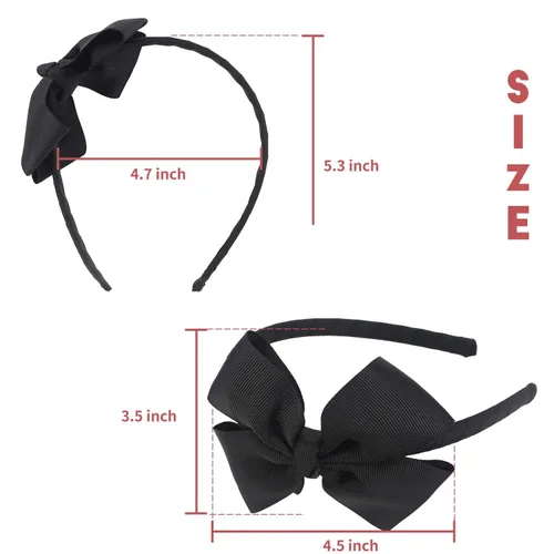 Miniatura 4 de Diadema de lazo negro a la moda, lazo grande de grogrén para el pelo, para niñas y niños pequeños, decoración de fiesta, disfraz de cosplay