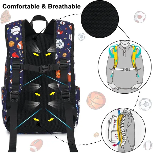 Miniatura 66 de CAMTOP - Conjunto de mochila y lonchera con estampados divertidos para niños de preescolar y primaria), Y0058-2
