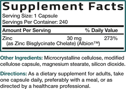Miniatura 7 de Bronson Glicinato de zinc 30 mg quelatado absorción superior 100% fórmula quelatada sin OMG, 240 cápsulas vegetarianas