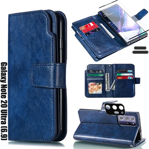 Funda tipo cartera para Galaxy Note 20 Ultra de 6.9 pulgadas [3+ ranuras para tarjetas] Funda de piel sintética plegable para tarjetas de crédito