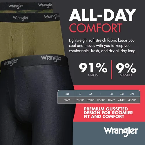 Miniatura 3 de Wrangler Calzoncillos tipo bóxer elásticos de malla de secado rápido para hombre, paquete de 6