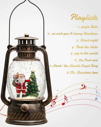Miniatura 2 de Decoraciones de Navidad para Interiores - Globo de Nieve Musical de Navidad con Temporizador de 6H, Escena Iluminada de Árbol de Navidad de Santa