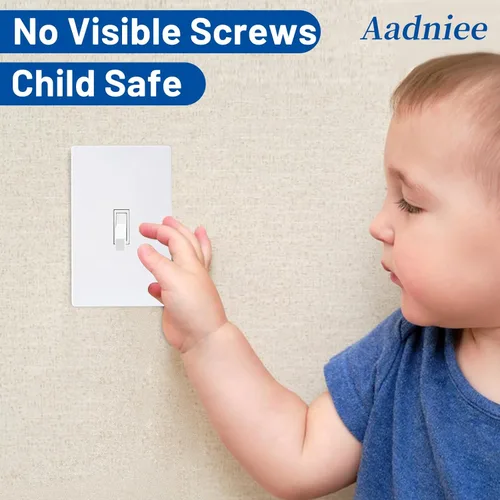 Miniatura 2 de Placas de pared para interruptor de palanca sin tornillos, cubiertas de toma de corriente seguras para niños de 1 banda, tamaño estándar 2.92" x