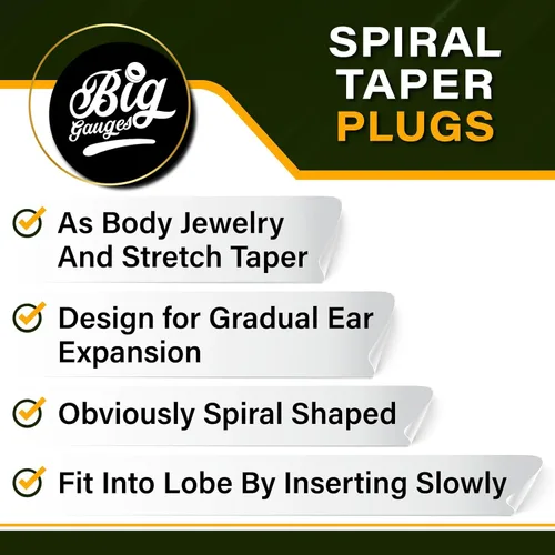 Miniatura 5 de Par de tapones expansores en espiral de acero quirúrgico anodizado azul claro 316L para piercings de joyería de oído estirador de carne pendiente