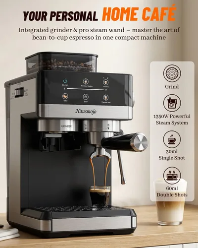 Miniatura 2 de Máquina de café expreso con molinillo y espumador de leche, 20 bar Features 20 grind settings, 61oz removable tank, 20-bar pump & steam frother