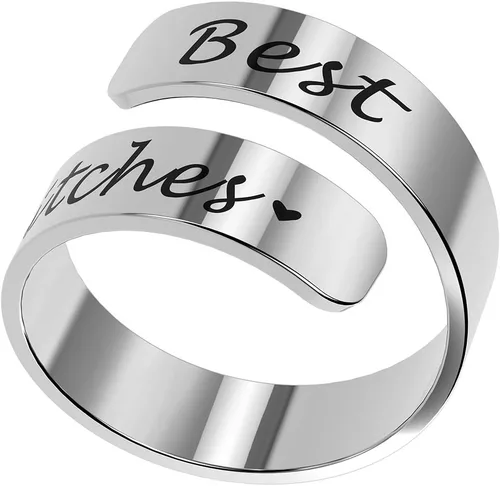 Miniatura 20 de HOFOYA Anillos inspiradores ajustables de acero inoxidable, anillos de grabado, joyería motivacional, graduación, San Valentín, regalos