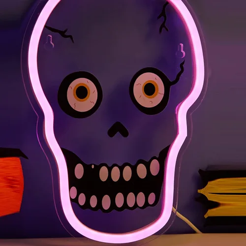 Miniatura 2 de Letrero LED de neón para Halloween, luz de neón alimentada por USB, luz nocturna de Halloween, decoración de arte de pared 3D, lámpara de neón