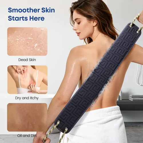 Miniatura 4 de Exfoliador de Espalda para Ducha, Exfoliador de Espalda de 38 Pulgadas de Largo con Dos Asas para Hombres y Mujeres con Acné, Limpiador Corporal