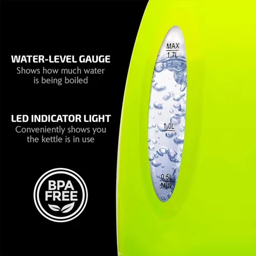 Miniatura 5 de Ovente Hervidores eléctricos de 1.7 litros, calentador de agua de ebullición rápida y calentador para tetera y cafetera en blanco y verde