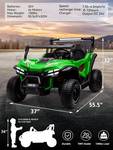 Miniatura 6 de OTTARO Autos eléctricos de 24 V XXXL de 2 plazas, vehículos eléctricos para niños grandes, camión UTV 4WD con control remoto, asiento espacioso