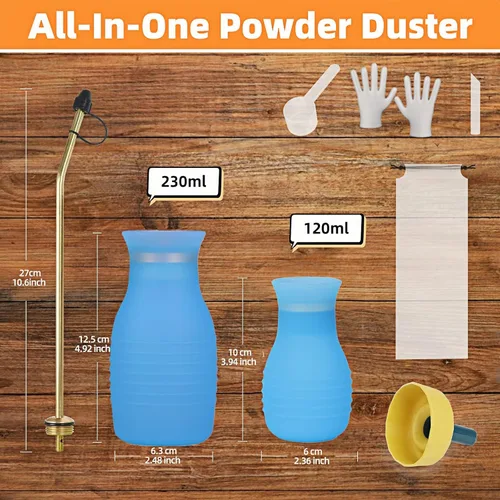 Miniatura 3 de Plumero de tierra de diatomeas, 7.8 fl oz, grande, kit de polvo con tubo largo de cobre y embudo plegable, pulverizador de silicona para interiores