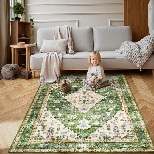 Miniatura 333 de Lahome Alfombra Bohemia Tribal Lavable de 3 x 5, Alfombras Antideslizantes para Entrada, Dormitorio, Sala de Estar, Vintage, Ultra Suave, No