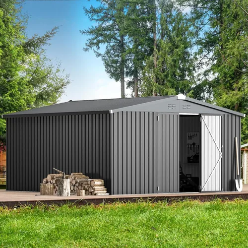 Miniatura 13 de AECOJOY Cobertizo de almacenamiento al aire libre de 5 x 3 pies, pequeño cobertizo de metal con puerta con cerradura, almacenamiento de utilidad