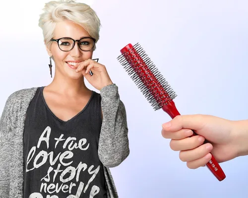 Miniatura 4 de PERFEHAIR Cepillo de pelo redondo pequeño para secar con cerdas de nailon suaves, 1.5 pulgadas, cepillo de pelo rizado con volumen para hombres