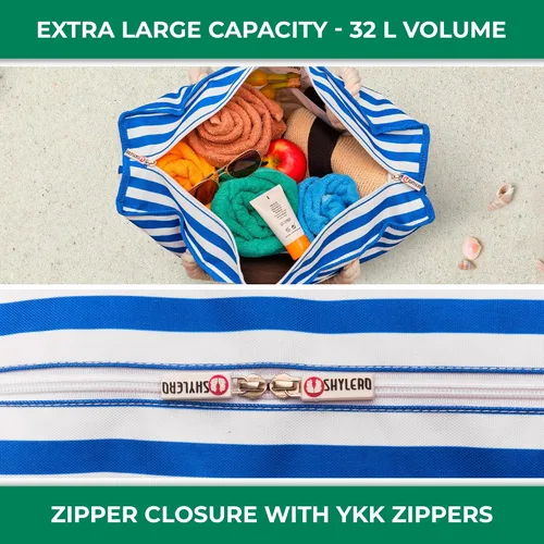 Miniatura 5 de Bolsa de playa y piscina SHYLERO. Tiene bolsa hermética, un montón de bolsillos. La bolsa tote para la playa tiene cremallera, es resistente al