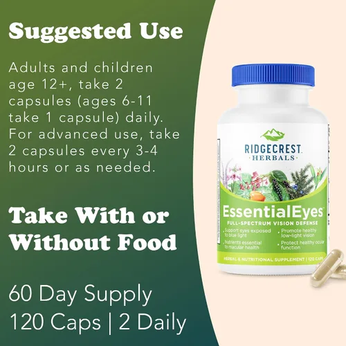 Miniatura 4 de Ridgecrest Herbals EssentialEyes, suplementos vitamínicos naturales para los ojos, contiene luteína, zeaxantina, extracto de arándano, apoya