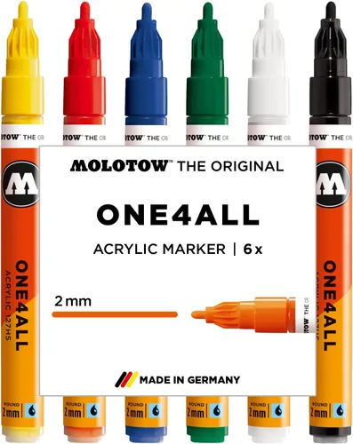 MOLOTOW One4All - Juego de 6 marcadores acrílicos, 1 color, 0.079 pulgadas