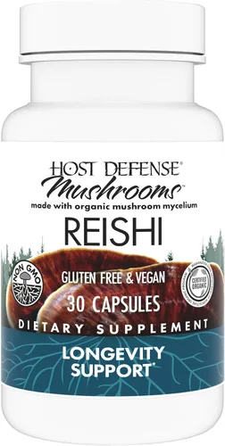 Host Defense Cápsulas Reishi - Suplemento de apoyo para la salud del corazón y el sistema inmunológico - Suplemento de hongos para apoyar la energía