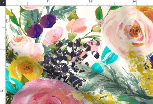 Miniatura 3 de Spoonflower Tela - Acuarela Floral Botánico Primavera Vivero Rosas Follaje A Gran Escala Impreso en Tela de Gasa Cuarto Grasa - Costura Ropa de Moda