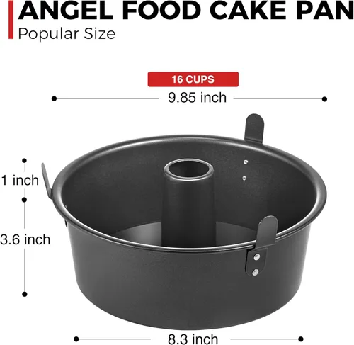 Miniatura 5 de HONGBAKE Molde para Angel Food Cake con Fondo Extraíble, Molde de Tubo de 10 Pulgadas, Moldes Antiadherentes para Pound Cake para Hornear, Molde