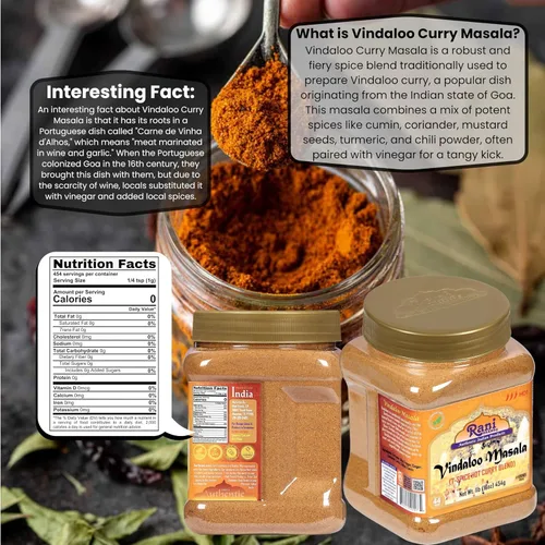 Miniatura 2 de Rani Vindaloo Curry Masala Mezcla de especias indias de 16 onzas (1 libra), tarro de PET de 16.01 oz ~ Todo natural Sin sal Vegano Apto