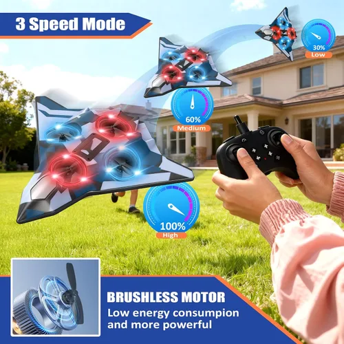 Miniatura 6 de Aviones de control remoto de espuma para niños y adultos Jet de combate RC con luz, juguete de caza de 360°, rollo de acrobacias, juguete de avión