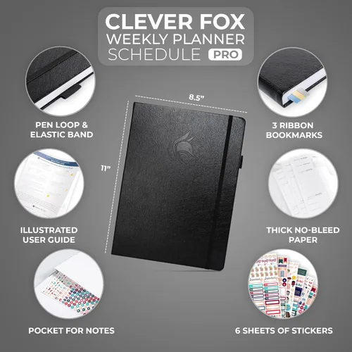 Miniatura 2 de Clever Fox Planificador PRO Schedule – Planificador de vida semanal y mensual sin fecha con franjas horarias, libro de citas y organizador diario