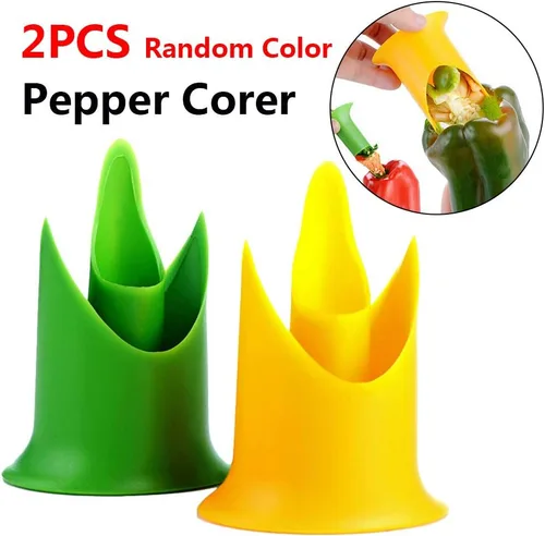 Miniatura 2 de Juego de 2 descorazonadores de pimienta, removedor de descorazonador de frutas, herramienta de cocina para jalapeño, pimientos, pepino, tomate y más