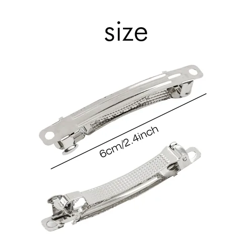 Miniatura 2 de Cinaci Paquete de 20 pasadores franceses de metal plateado en blanco de 2.4 in / 2.4 pulgadas para manualidades, pinzas para el cabello para mujeres