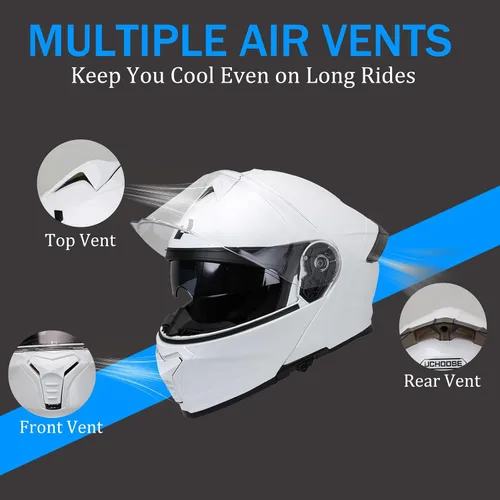 Miniatura 3 de Modular Motorcycle Helmet for Men Women, Flip Up Full Face to Open Face Helmet, DOT & FMVSS 218 Certified, Dual Visor, Removable & Washable Liner
