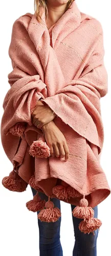 Miniatura 9 de Verve CULTURE Manta marroquí, manta de algodón estilo bohemio para cama y sofá, decoración marroquí, manta con borlas, manta de boda marroquí Marrón