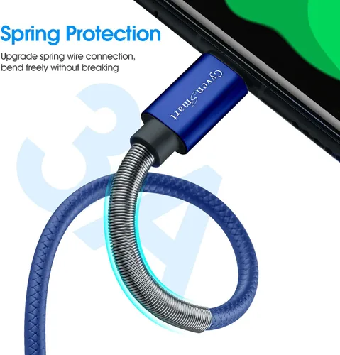 Miniatura 2 de Paquete de 3 unidades de 6 pies [1.82 m] Cable de carga compatible con Samsung Galaxy S9, S10, S8 Plus (3 A, carga rápida), cable TPE USB C, USB A