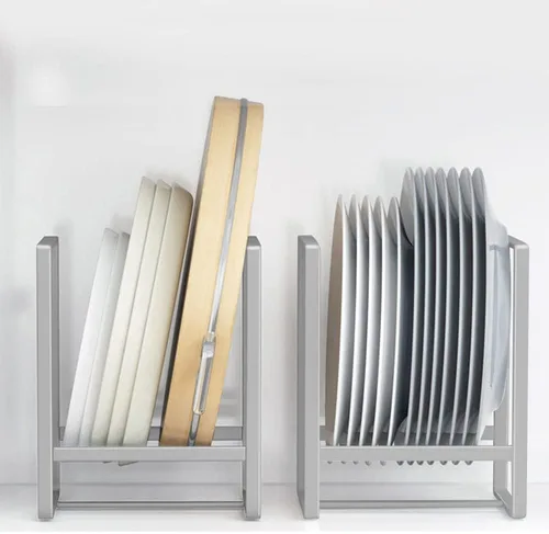 Miniatura 20 de 2PCS Organizador de Soportes para Platos, Estante de Exhibición y Almacenamiento de Platos de Metal para Secado para Gabinete, Mostrador y Armario